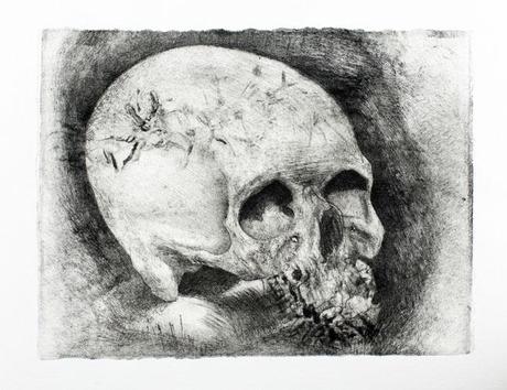 Galleria Bellinzona Milano, Nicolas Maldague, Memento mori, gravure monotypée, 2012, mm. 182x244