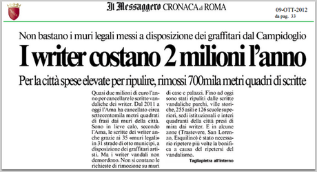 NON CHIAMATELI ARTISTI! SONO DEI VANDALI CHE CI COSTANO 2 MILIONI DI EURO L'ANNO (QUASI 4 MILIARDI DEL VECCHIO CONIO!)