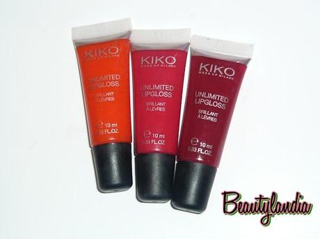 KIKO - Unlimited Lipgloss n 8, 13, 16 (Swatches e Review) -