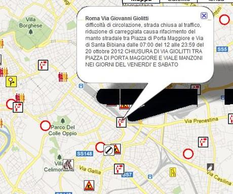 Segnalazioni lavori a via Giolitti dal 12 al 20 ottobre