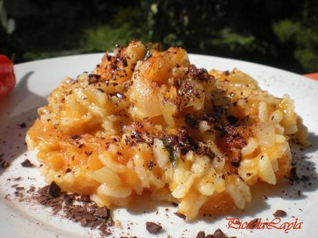 Risotto zucca e cioccolato al peperoncino