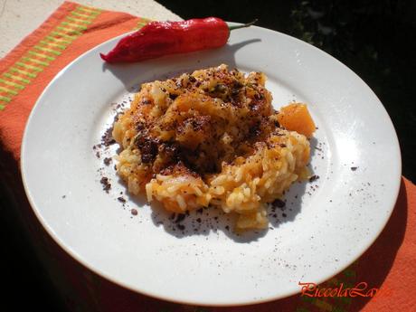 Risotto zucca e cioccolato al peperoncino