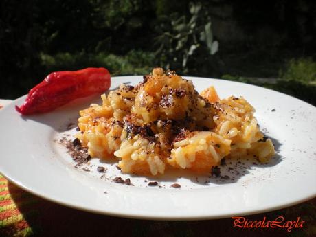 Risotto zucca e cioccolato al peperoncino