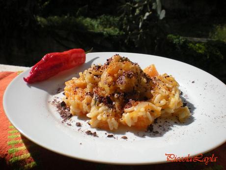 Risotto zucca e cioccolato al peperoncino