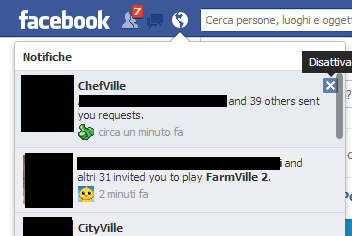 Facebook: Come eliminare le notifiche di tutti i giochi (Farmville, CityVille, ChefVille ecc)