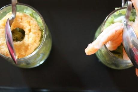 Granita zucchine e menta con gamberi e savarin di parmigiano…e i contrasti nel piatto