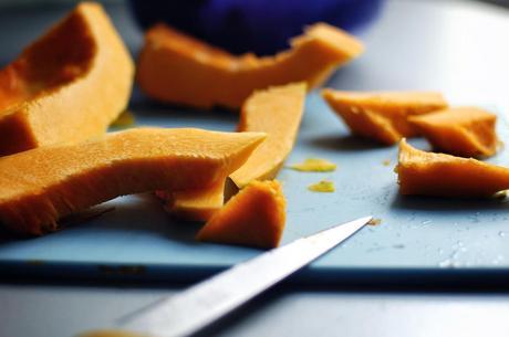 Zucca tagliata Vellutata di funghi e zucca