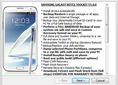 Toolkit all-in-one Samsung Galaxy Note 2 NANDROID Backup e molto altro