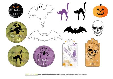 Targhette e abbellimenti Halloween - Halloween tags and embellishments