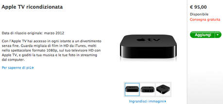 Apple TV ricondizionata su Apple Store a solo 95 euro