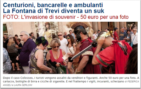 RASSEGNA STAMPA ZOZZONA: LA MANGIATOIA DEL CENTRO DI ROMA, IL TRIONFO DEL TRASH E DELLA CAFONAGGINE ROMANA A FONTANA DI TREVI. E I VIGGILI? VENI, VIDI, IGNORAI