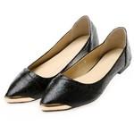 Point Toes Metal Sheet Black Flat Shoes