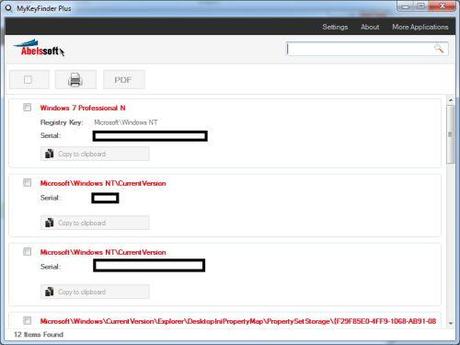 MyKeyFinder - recupera tutti i seriali delle applicazioni installate sull pc