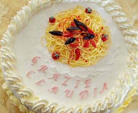 Torta Spaghetti con cozze e pomodorini