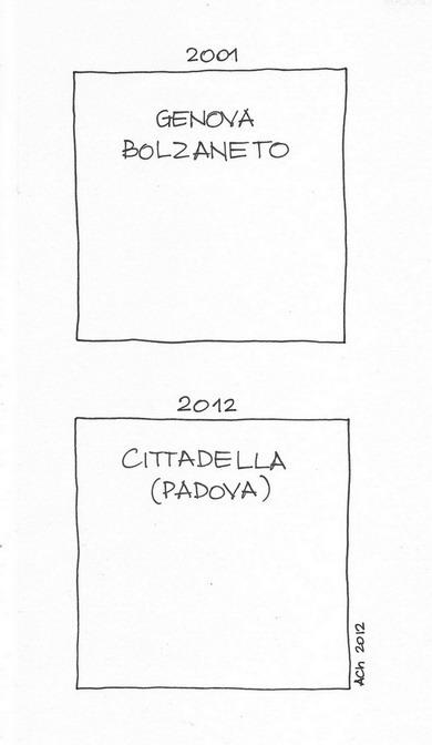 ottobre 2012 - a Padova come a Genova per il  G8, ma non ci sono BlackBlock, c'è solo un bambino