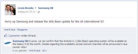 Android 4.1.1. Jelly Bean Galaxy S3 : Confermato in U.K.