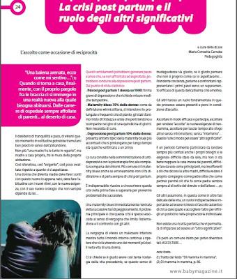 Il mio articolo su Baby Magazine: La crisi post partum e il ruolo degli altri significativi!