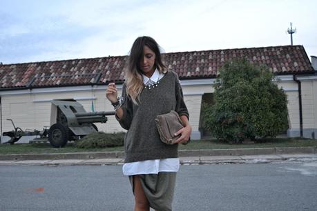 Military Green Maxi-Skirt.