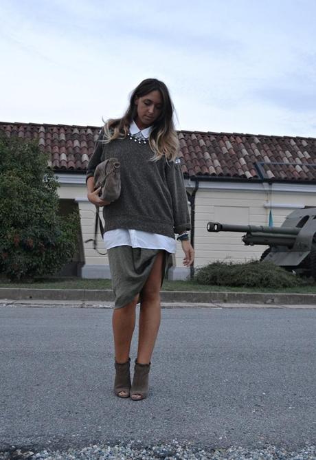 Military Green Maxi-Skirt.