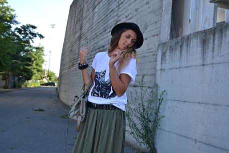 Military Green Maxi-Skirt.