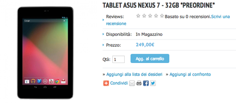 Via ai preordini di Nexus 7 32GB a 249 euro