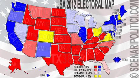 USA 2012: Obama 259, Romney 235, Toss-Up 44