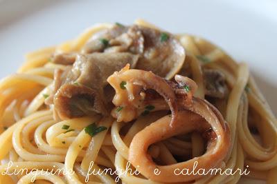 colori d'autunno: linguine con calamari e funghi