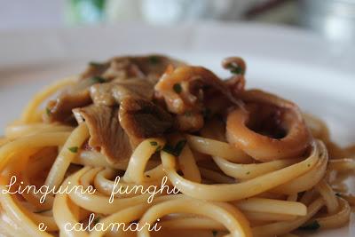 colori d'autunno: linguine con calamari e funghi