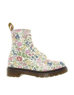 Immagine 1 di Dr Martens - Liberty London - Anfibi a 8 occhielli con stampa a fiori