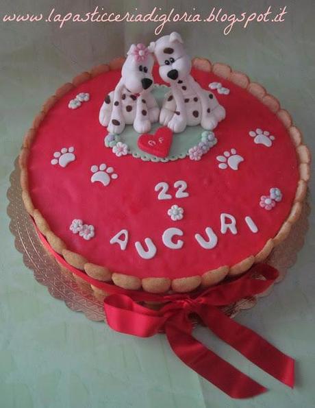 Torta con due teneri cagnolini