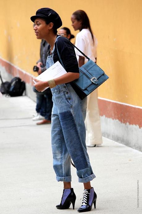 In the Street...Denim Vintage Salopette, Milan & Paris