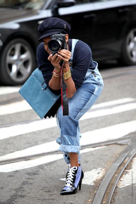 In the Street...Denim Vintage Salopette, Milan & Paris