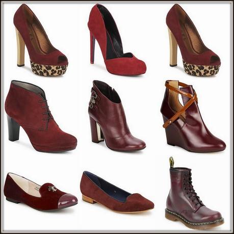 Burgundy shoes selection