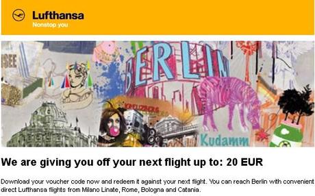 Codici sconto Lufthansa: Sconto totale di 40 Euro per voli in a/r in Germania