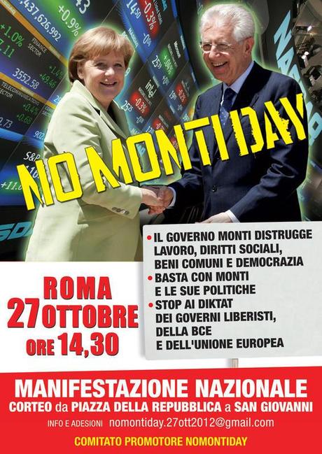 No Monti Day, manifestazioni a Roma