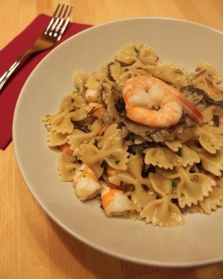 Farfalle con radicchio e mazzancolle