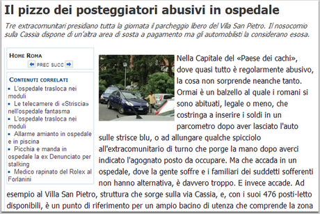 IL PIZZO DEI POSTEGGIATORI ABUSIVI IN OSPEDALE: TUTTI SANNO, NESSUNO INTERVIENE. COSA C'E' DIETRO?