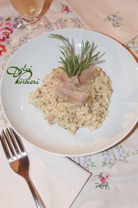 RISOTTO CON LARDO D’ARNAD CON ROSMARINO E PORRO di Dolcipensieri