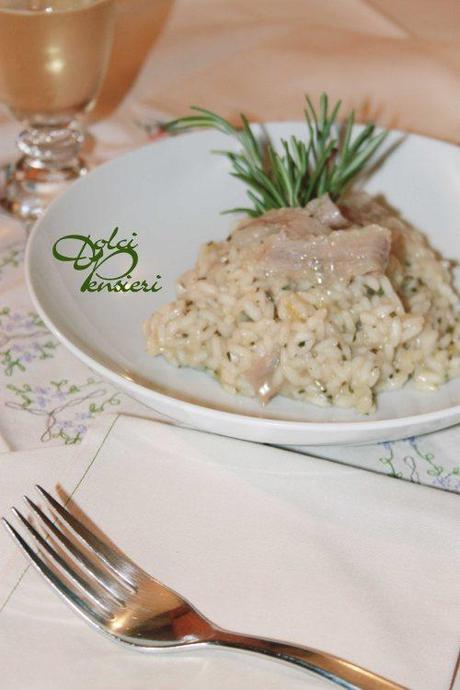 RISOTTO CON LARDO D’ARNAD CON ROSMARINO E PORRO di Dolcipensieri