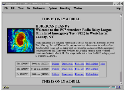 Sandy. Una simulazione di un uragano del 1997