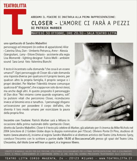 CLOSER_L’amore ci farà a pezzi @Teatro Litta