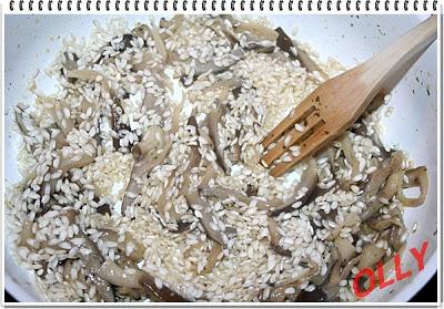 Risotto con pleurotus e squacquerone