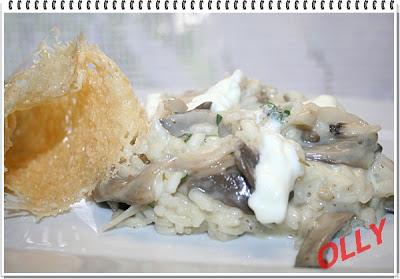 Risotto con pleurotus e squacquerone