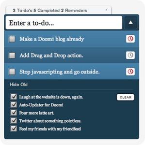 Doomi è un to-do list progettato per creare, modificare e impostare promemoria, sviluppato in Adobe Air.