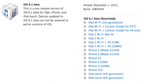 Apple rilascia iOS 6.1 per gli sviluppatori!