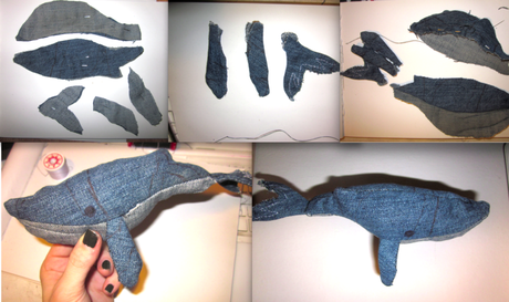 Brutto prototipo di una balena di jeans