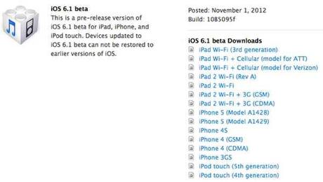 Apple iOS 6.0.1 Pubblica e la versione iOS 6.1 per Beta Tester e sviluppatori : Link Download