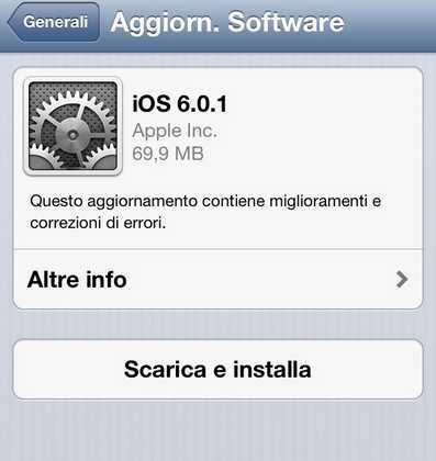 Apple iOS 6.0.1 Pubblica e la versione iOS 6.1 per Beta Tester e sviluppatori : Link Download