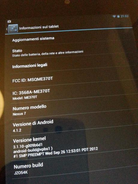 Nexus 7 32 Giga Android 4.1.2 acquistato da Saturn al Prezzo di 249 €