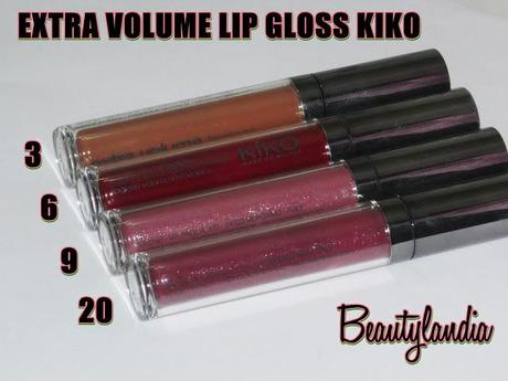 KIKO - Extra Volume Lip Gloss Swatch e Review n 3, 6,9, 20 -